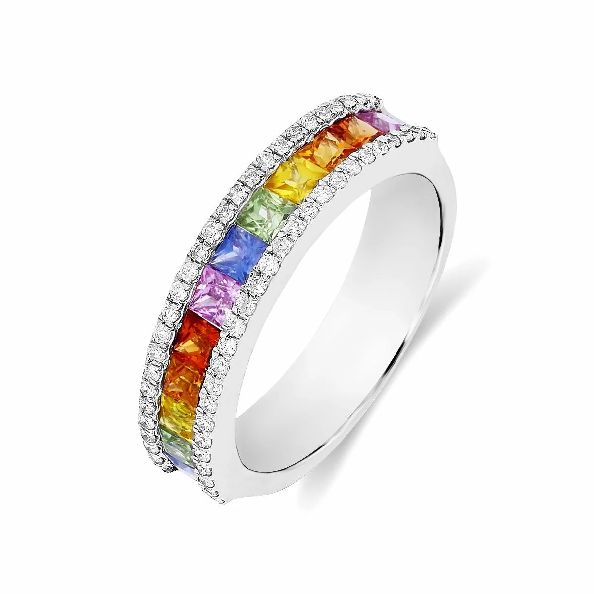 Bijou Collection Sapphire & Diamond Stacking Ring | 18K White Gold