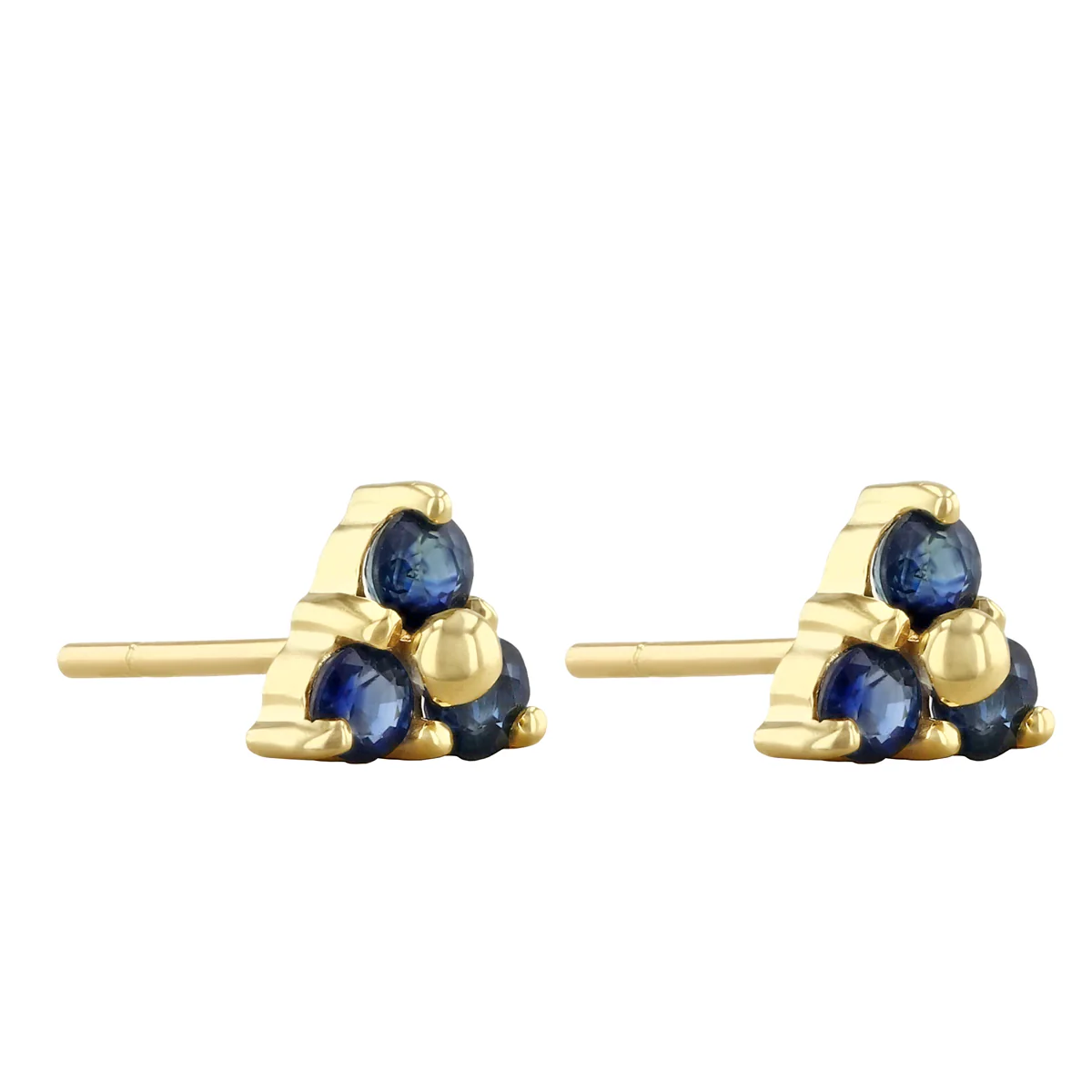 Birthstone Collection Sapphire Trefoil Stud Earrings | 9K Yellow Gold - Image 3