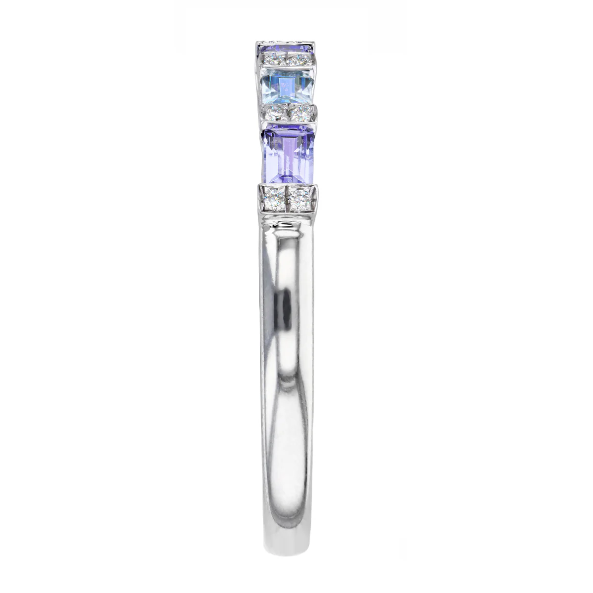 Bijou Collection Tanzanite and Topaz Baguette Cut Half Eternity Ring | 9K White Gold - Image 4