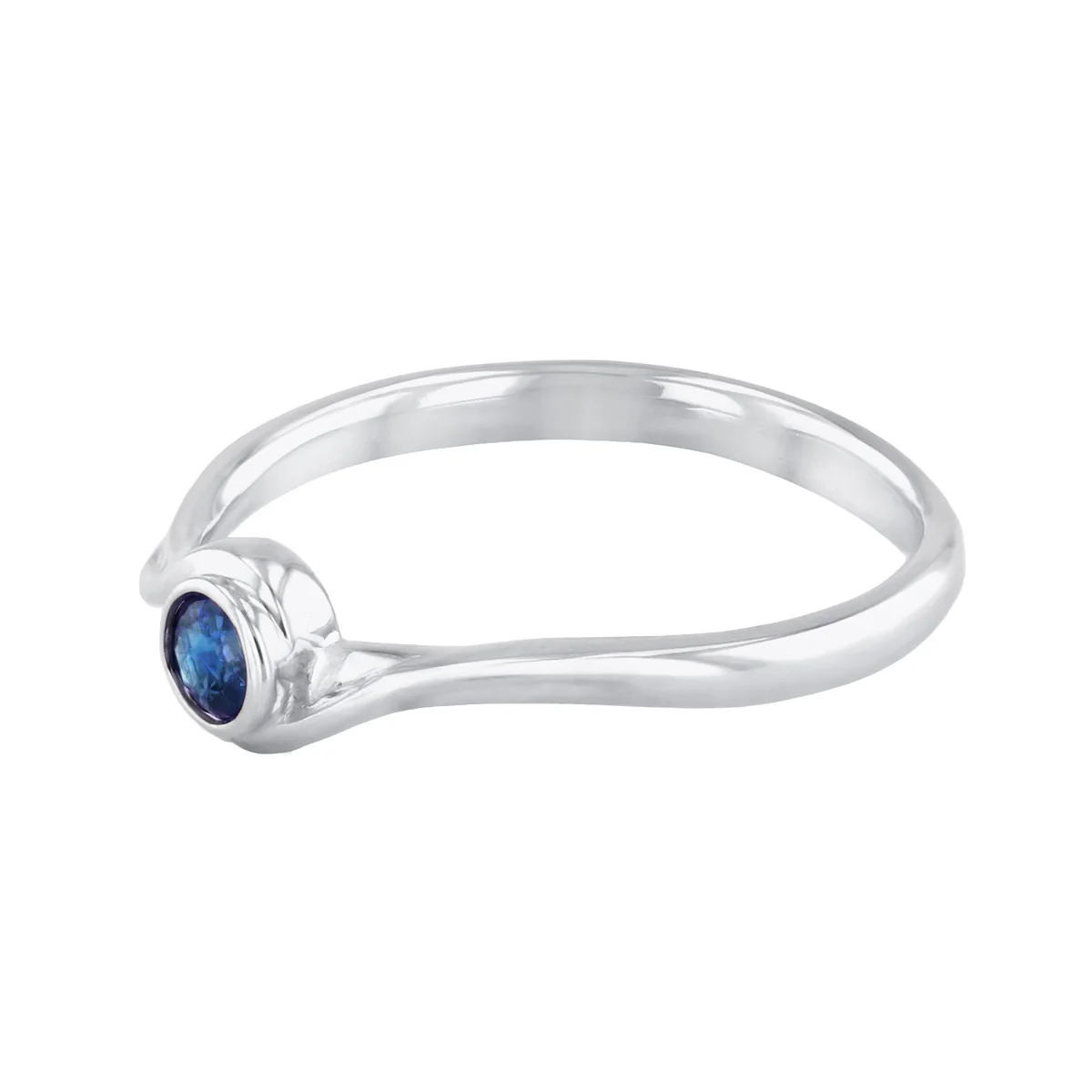 Birthstone Collection 0.15ct Sapphire Bezel Set Twist Ring | 9K White Gold - Image 3