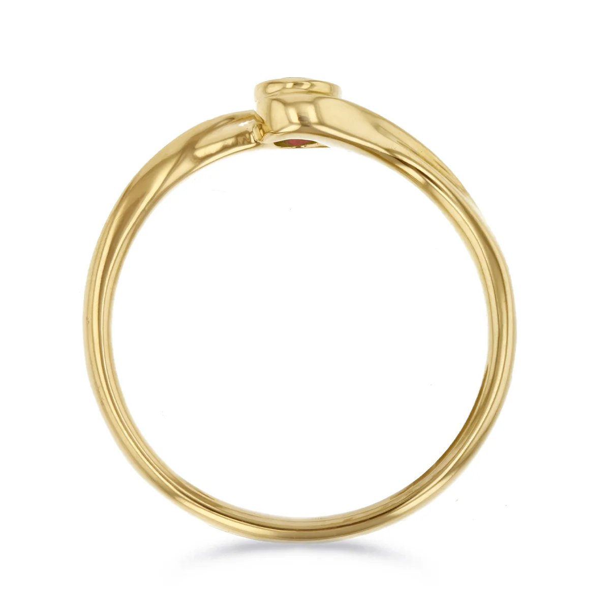Birthstone Collection 0.16ct Round Ruby Bezel Set Twist Ring | 9K Yellow Gold - Image 5