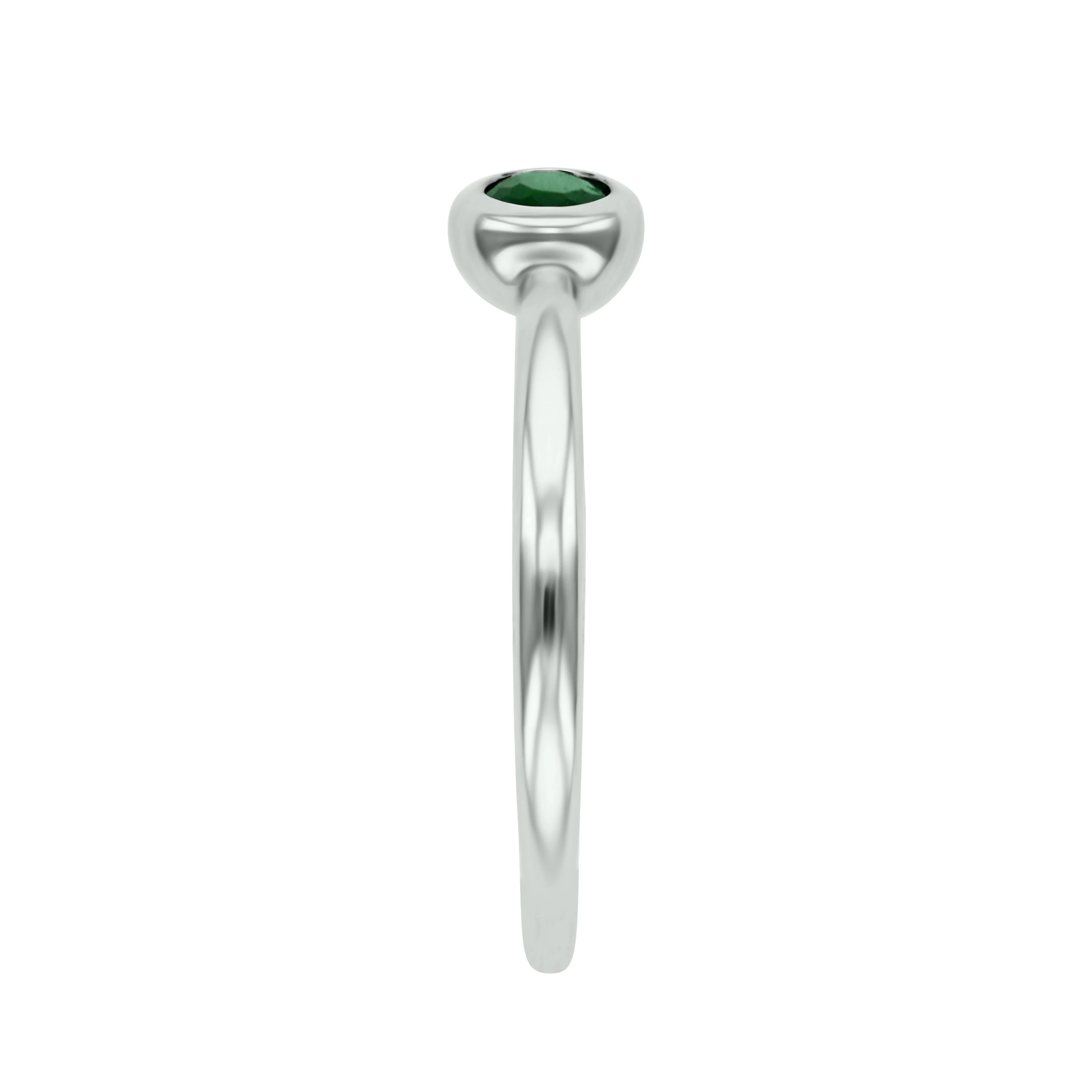 Birthstone Collection 0.17ct Emerald and Diamond Open Ring | 9K White Gold - Image 3