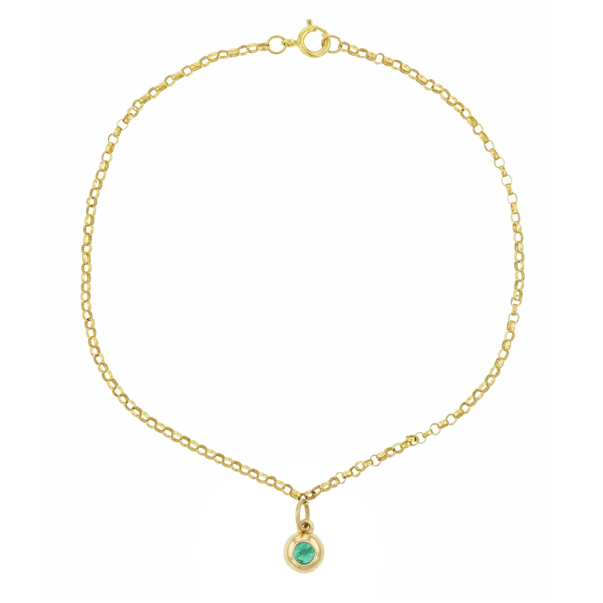 Birthstone Collection 0.18ct Bezel Set Charm and Belcher Bracelet | 9K Yellow Gold