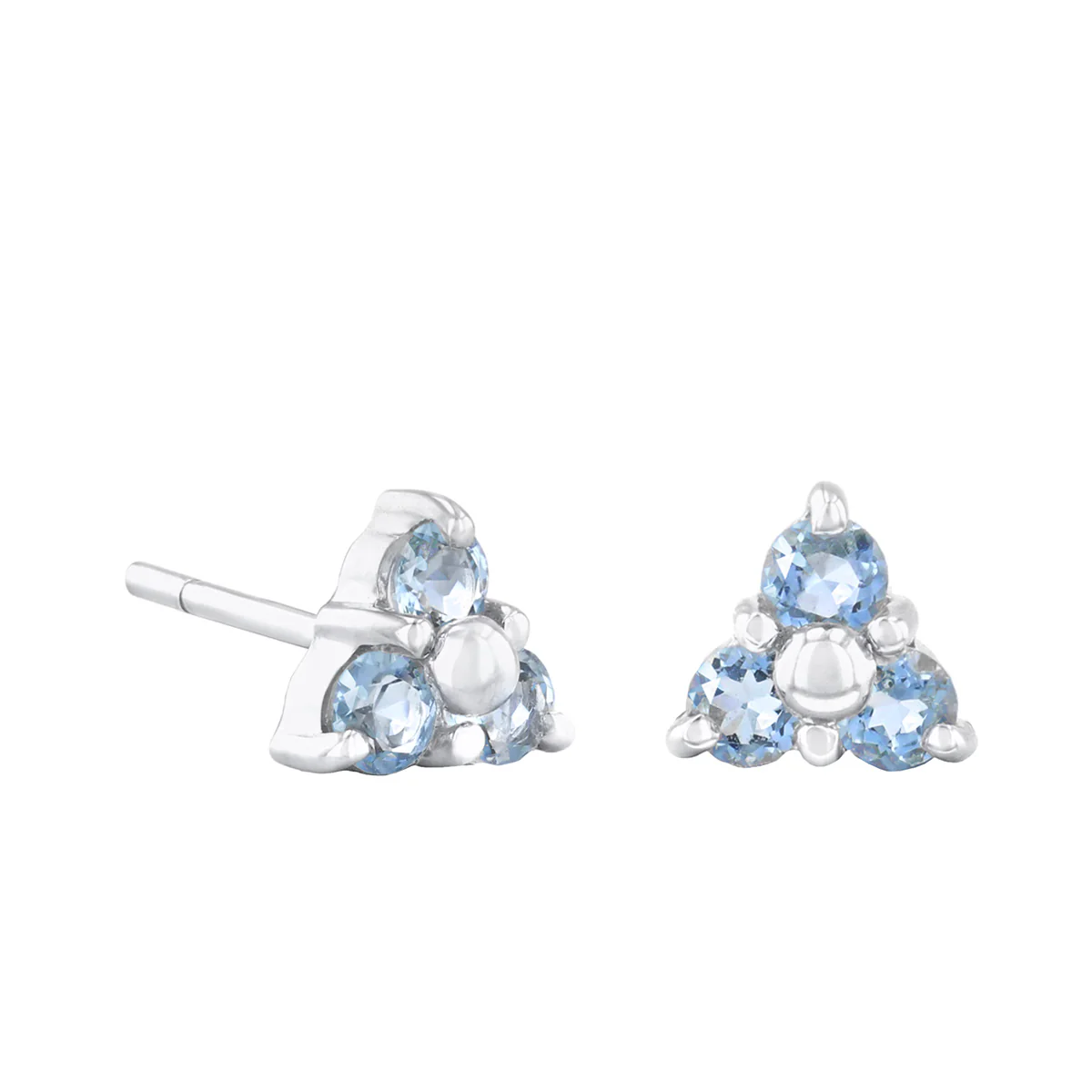 Birthstone Collection 0.34ct Aquamarine Trefoil Stud Earrings | 9K White Gold