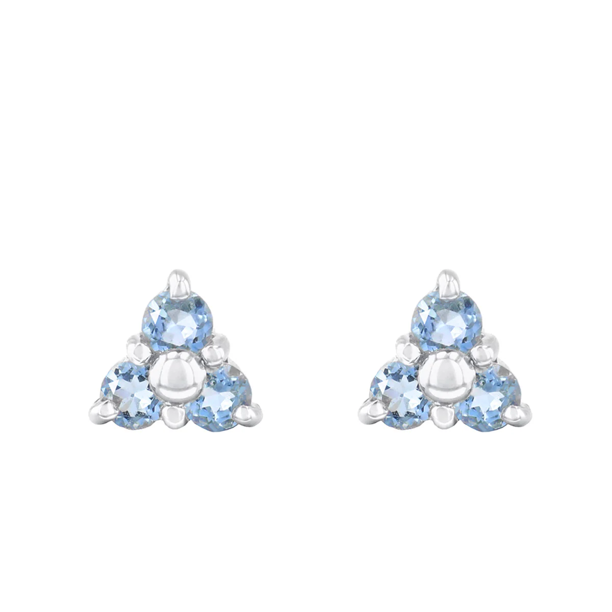 Birthstone Collection 0.34ct Aquamarine Trefoil Stud Earrings | 9K White Gold - Image 2