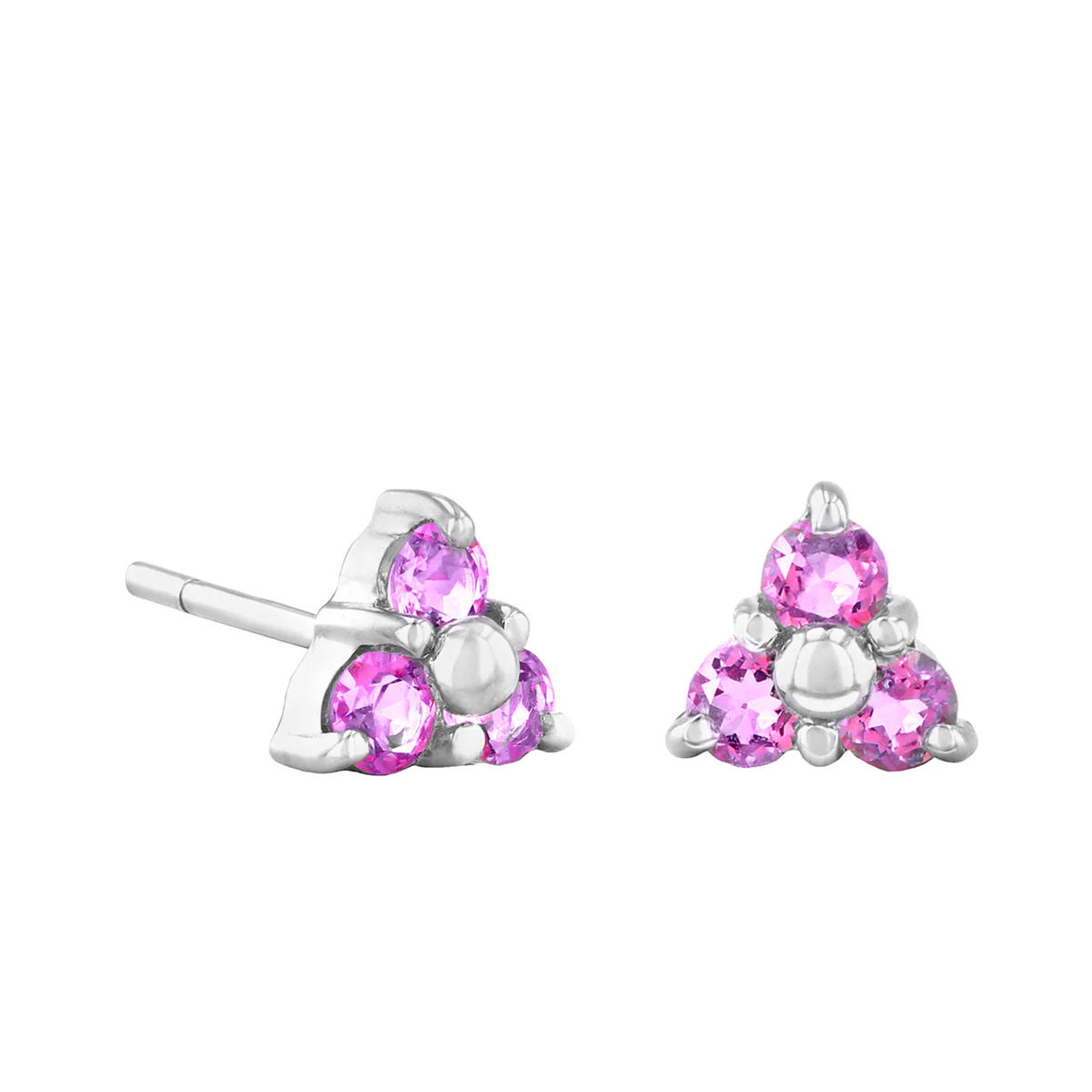 Birthstone Collection 0.38ct Pink Sapphire Trefoil Earrings | 9K White Gold