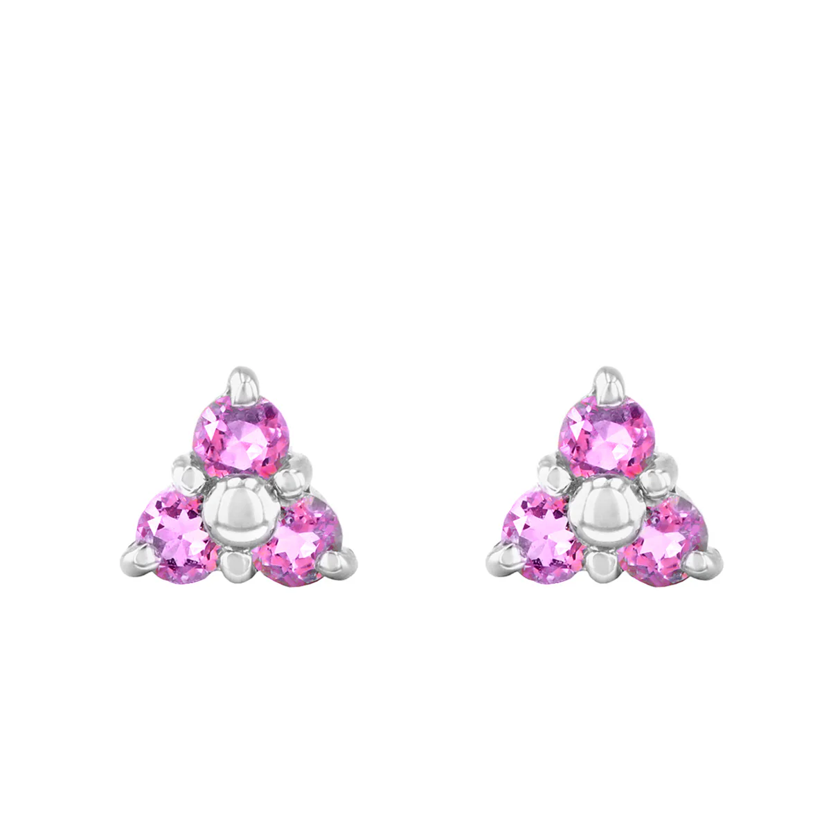 Birthstone Collection 0.38ct Pink Sapphire Trefoil Earrings | 9K White Gold - Image 2