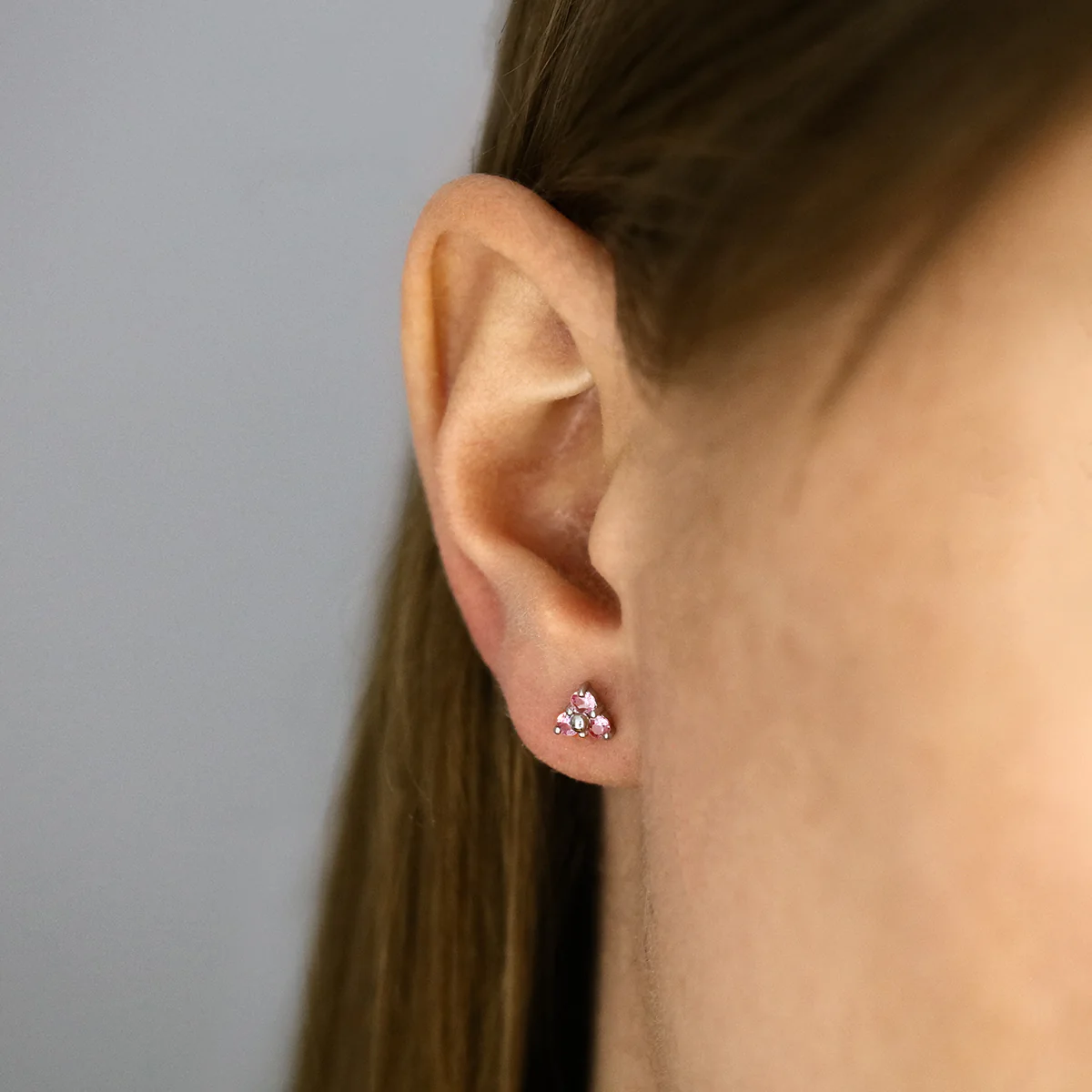 Birthstone Collection 0.38ct Pink Sapphire Trefoil Earrings | 9K White Gold - Image 6