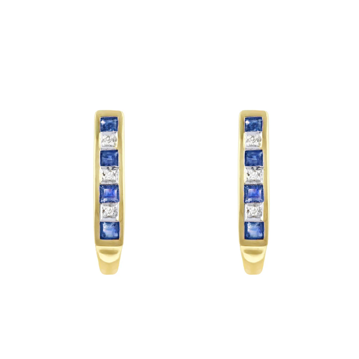 Birthstone Collection 0.38ct Sapphire and Diamond Half Hoop Earrings | 9K Yellow Gold - Image 2