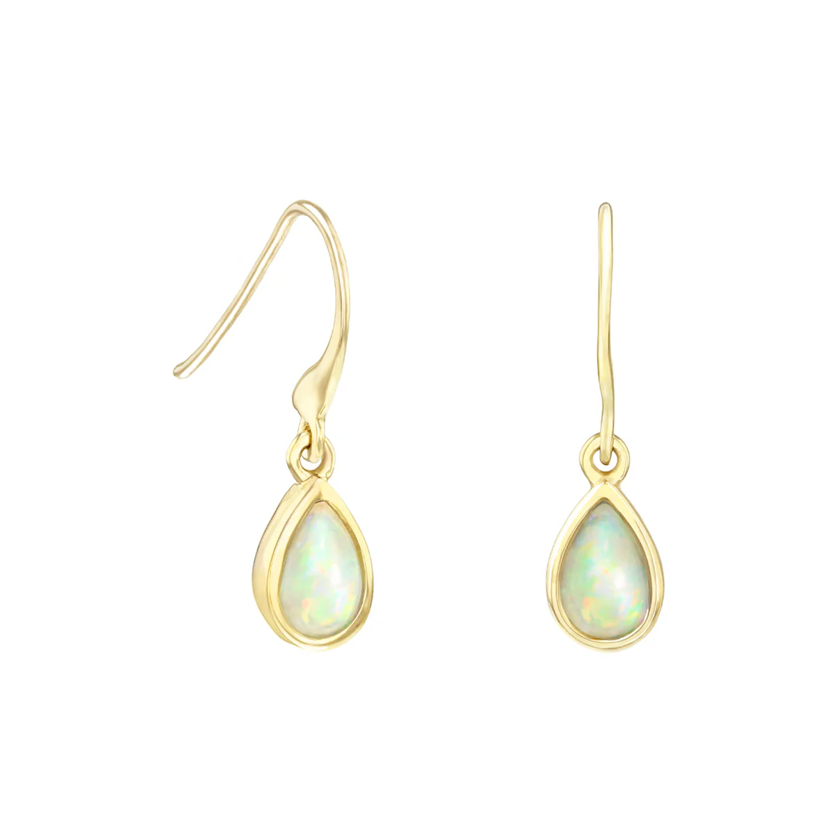 Birthstone Collection 0.40ct Pear Cut Opal Drop Earrings | 9K Yellow Gold