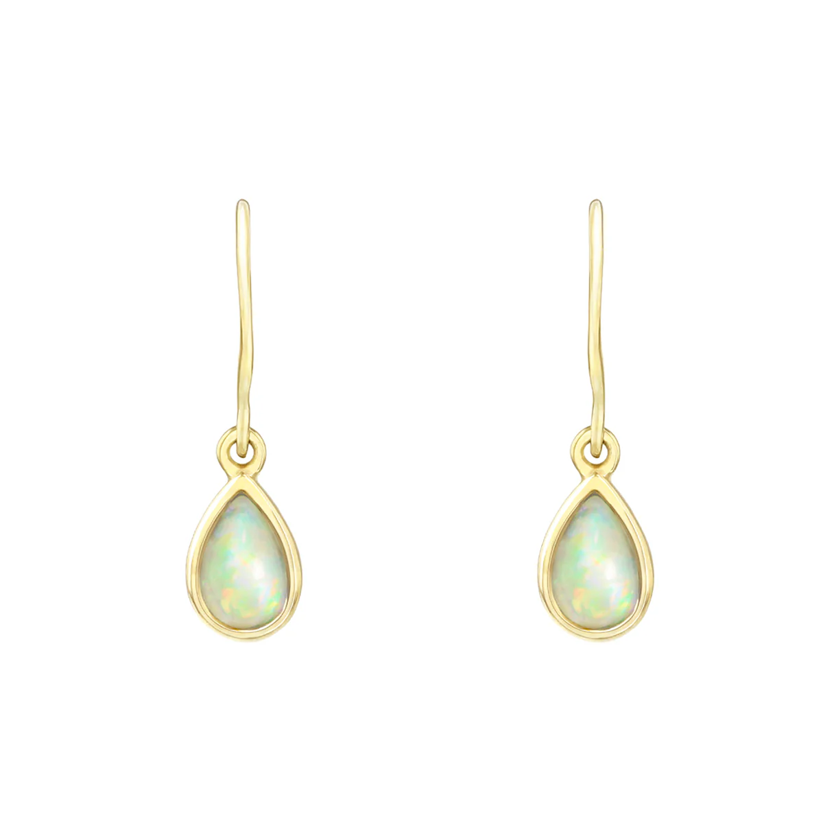 Birthstone Collection 0.40ct Pear Cut Opal Drop Earrings | 9K Yellow Gold - Image 2