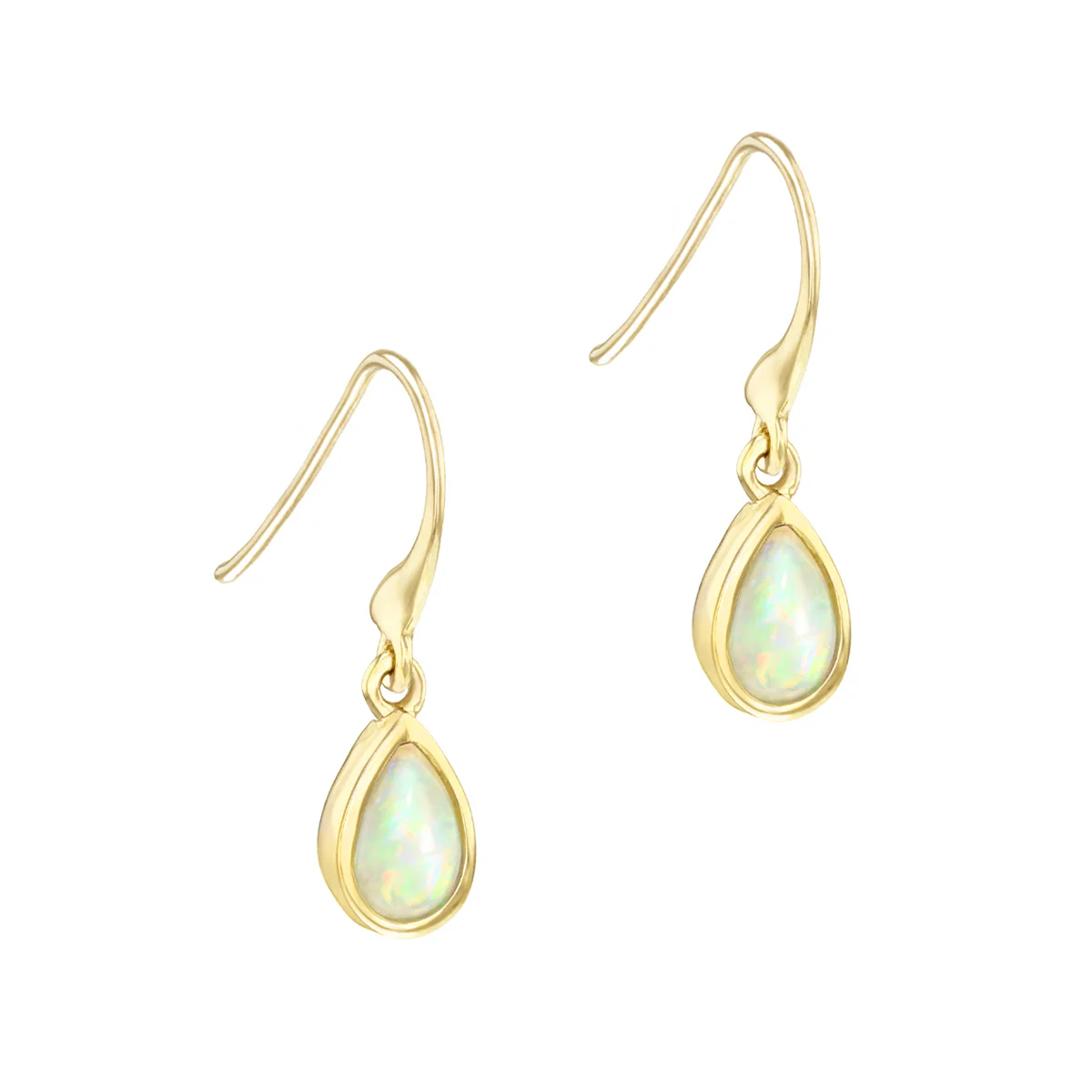 Birthstone Collection 0.40ct Pear Cut Opal Drop Earrings | 9K Yellow Gold - Image 3