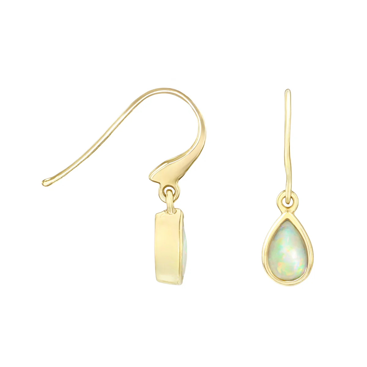 Birthstone Collection 0.40ct Pear Cut Opal Drop Earrings | 9K Yellow Gold - Image 4