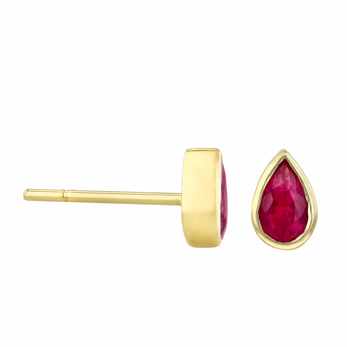 Birthstone Collection 0.46ct Pear Cut Ruby Stud Earrings | 9K Yellow Gold - Image 4
