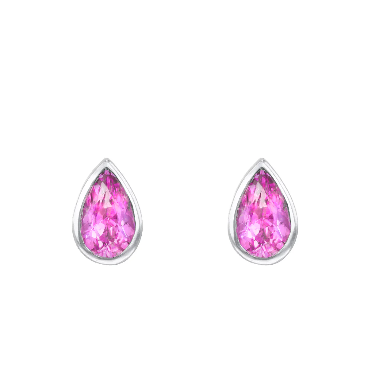 Birthstone Collection 0.47ct Pear Cut Pink Sapphire Stud Earrings | 9K White Gold - Image 2