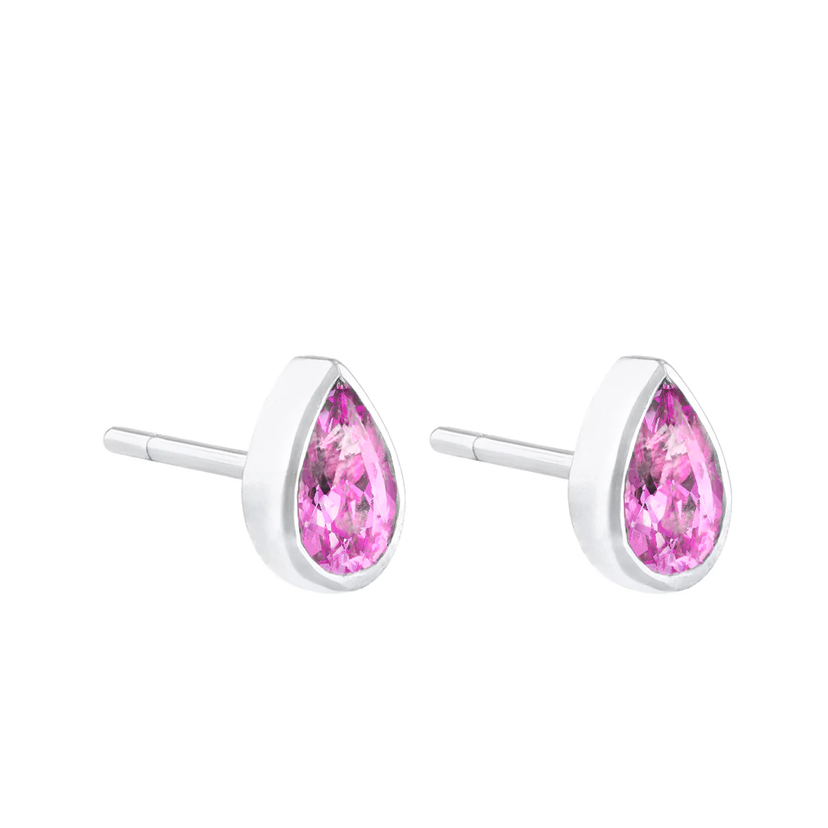 Birthstone Collection 0.47ct Pear Cut Pink Sapphire Stud Earrings | 9K White Gold - Image 3