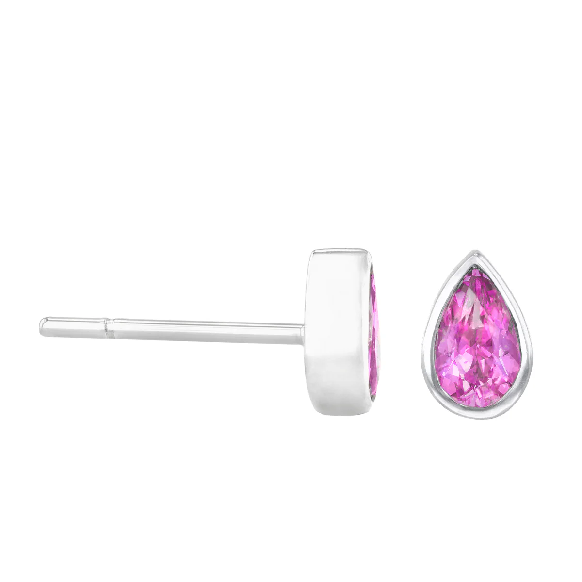 Birthstone Collection 0.47ct Pear Cut Pink Sapphire Stud Earrings | 9K White Gold - Image 4