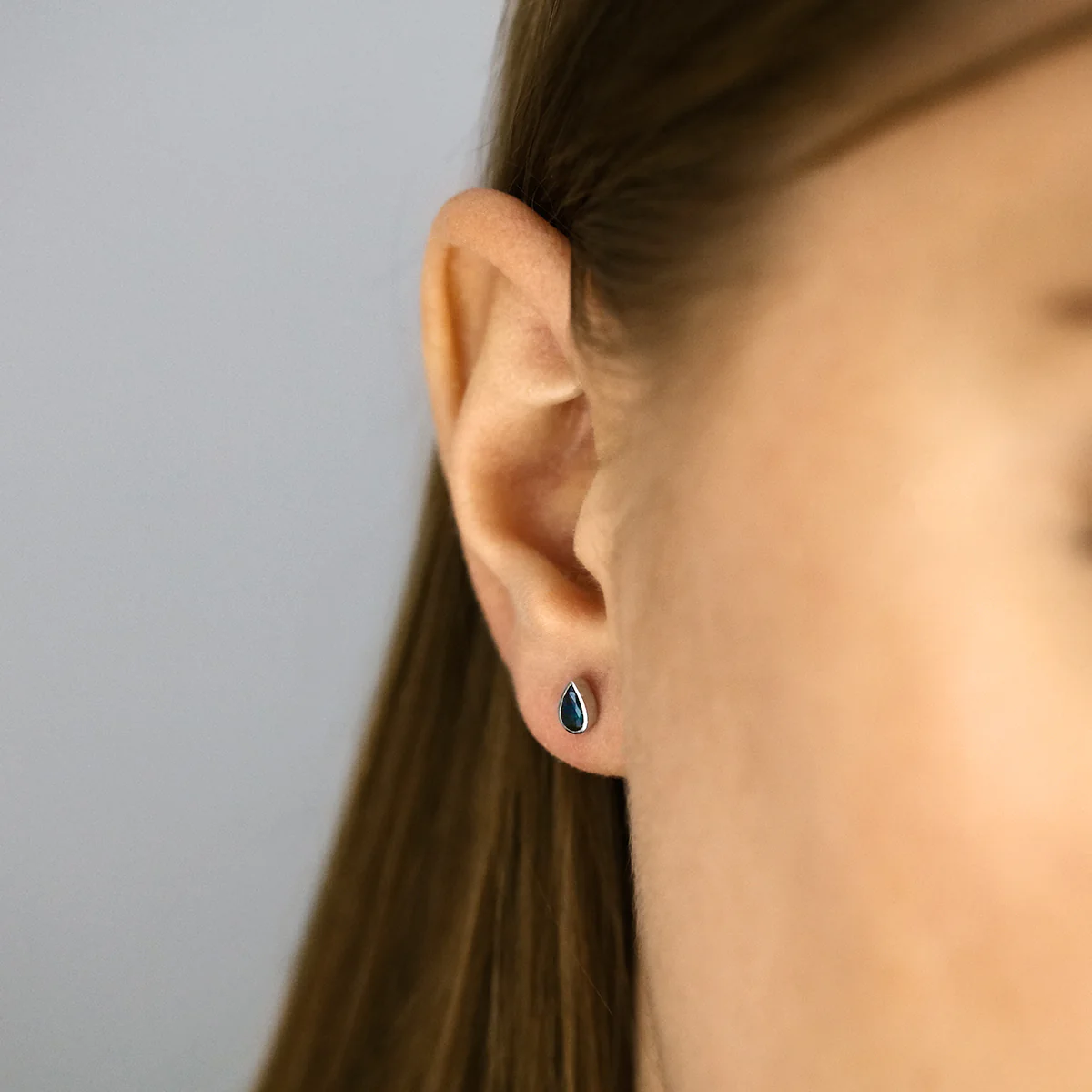 Birthstone Collection 0.48ct Pear Cut Blue Sapphire Stud Earrings | 9K White Gold - Image 5