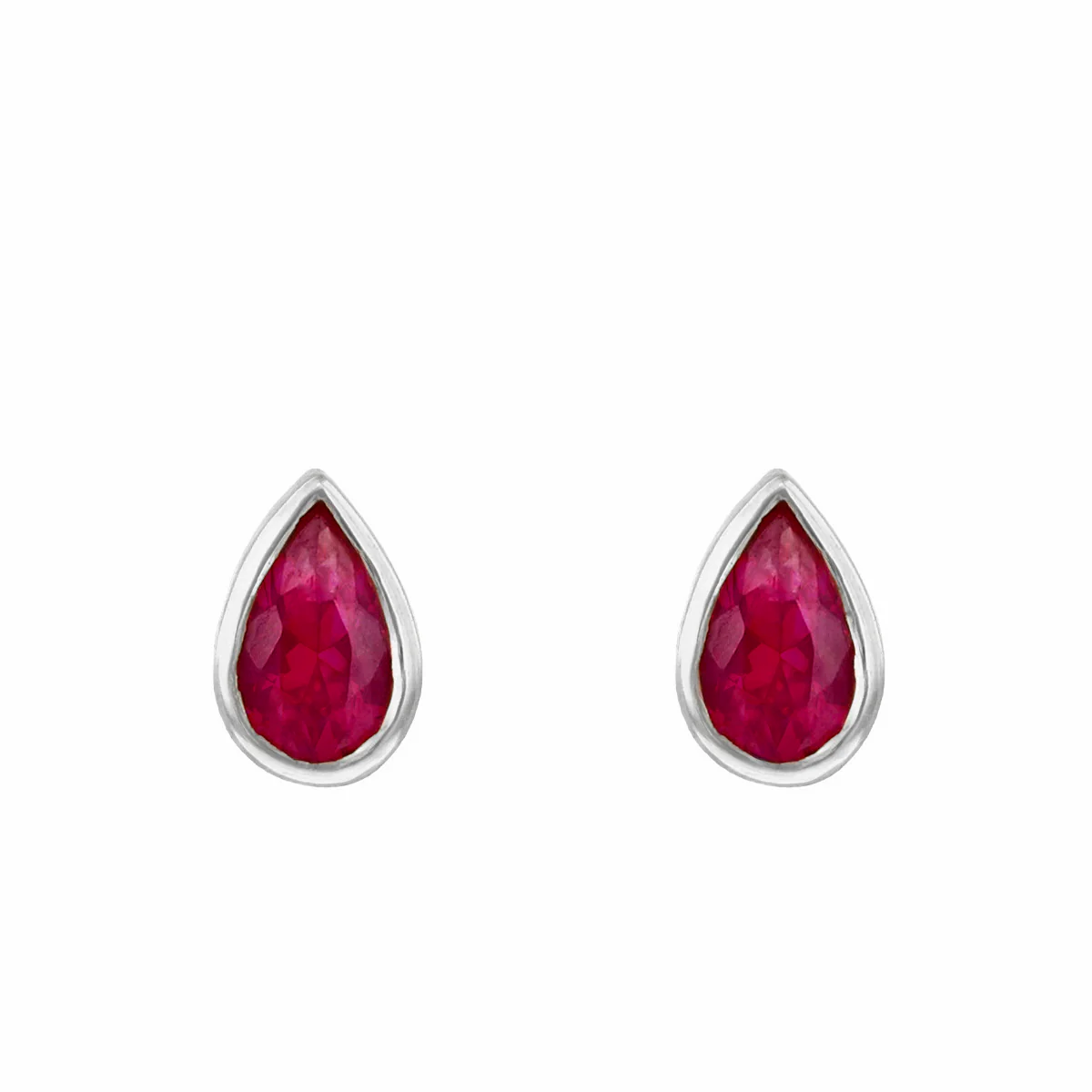 Birthstone Collection 0.48ct Pear Cut Ruby Stud Earrings | 9K White Gold - Image 2
