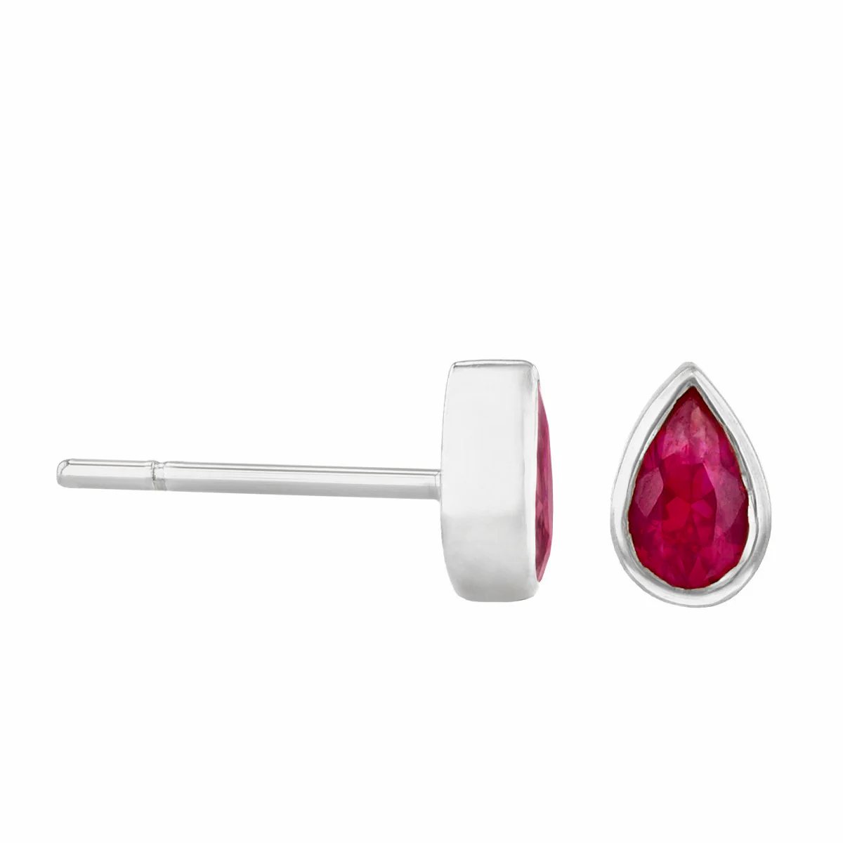 Birthstone Collection 0.48ct Pear Cut Ruby Stud Earrings | 9K White Gold - Image 4