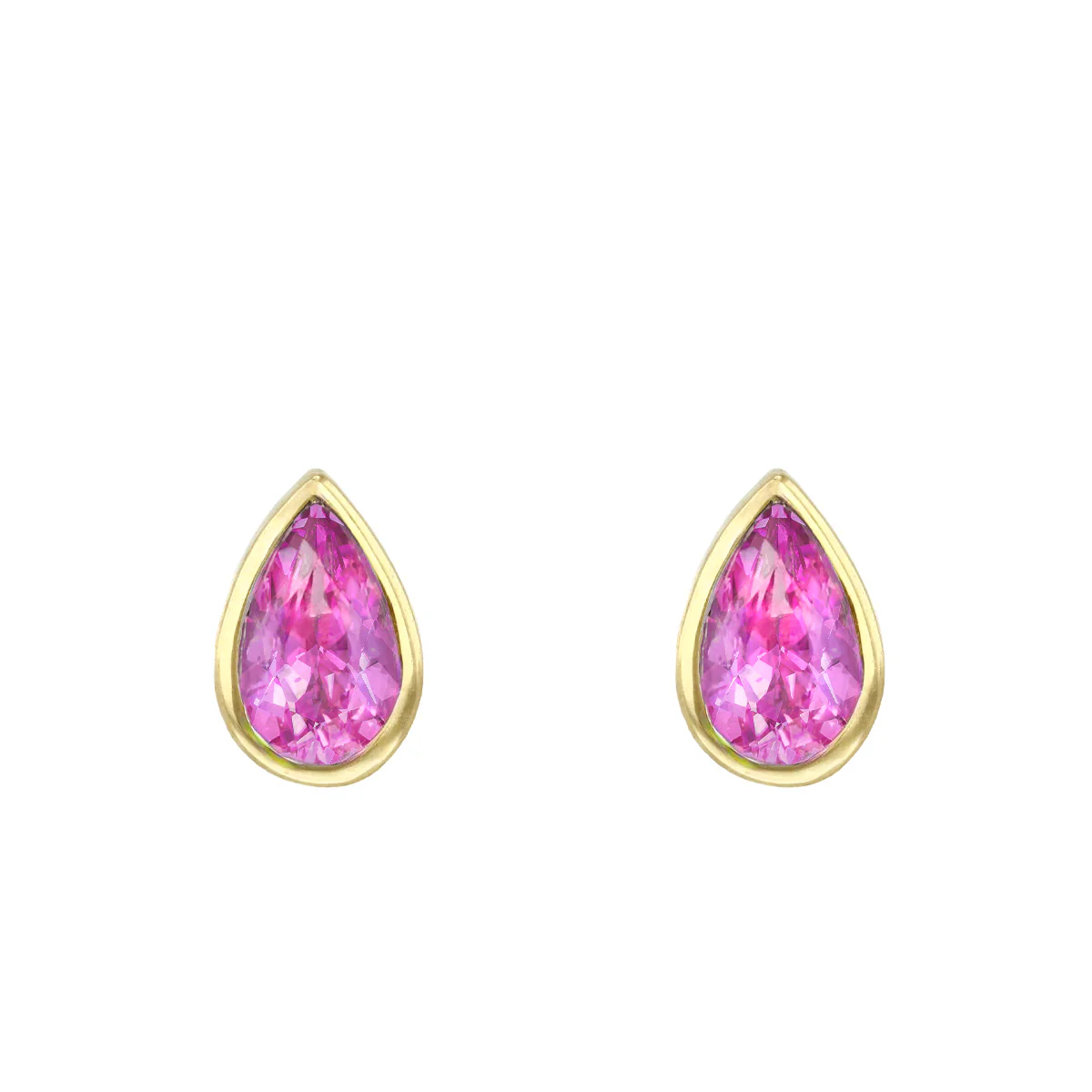 Birthstone Collection 0.55ct Pear Cut Pink Sapphire Stud Earrings | 9K Yellow Gold - Image 2