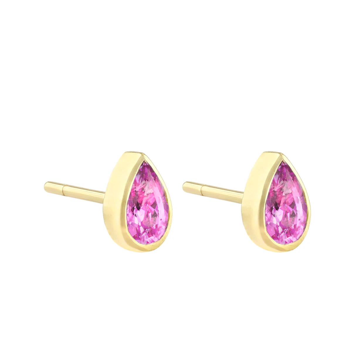 Birthstone Collection 0.55ct Pear Cut Pink Sapphire Stud Earrings | 9K Yellow Gold - Image 3