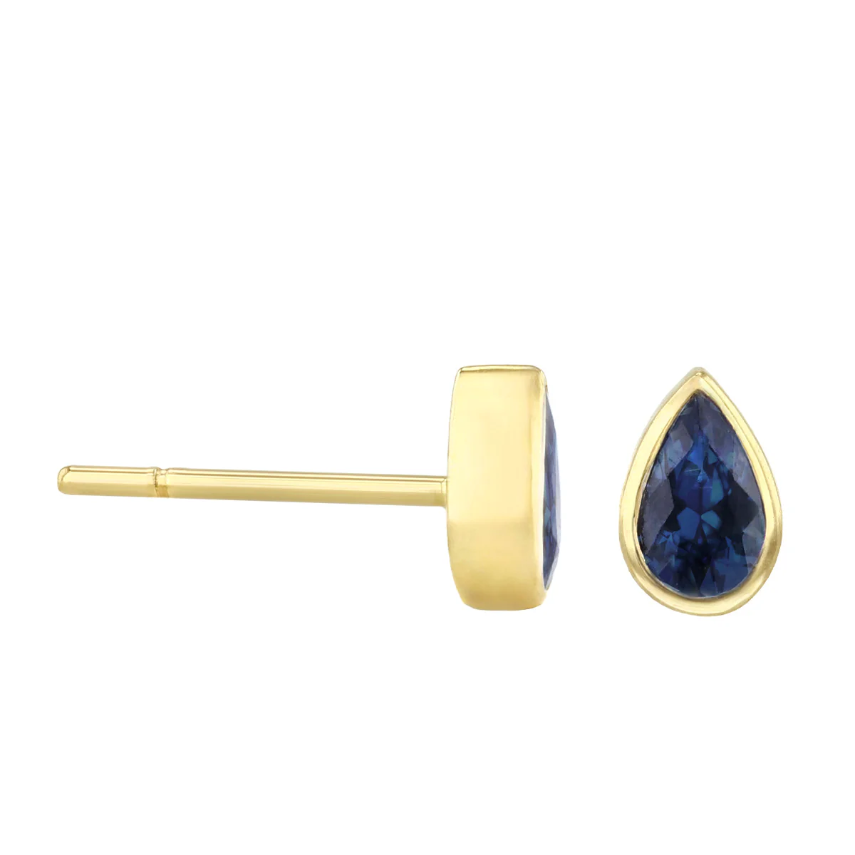 Birthstone Collection 0.56ct Pear Cut Blue Sapphire Stud Earrings | 9K Yellow Gold - Image 4