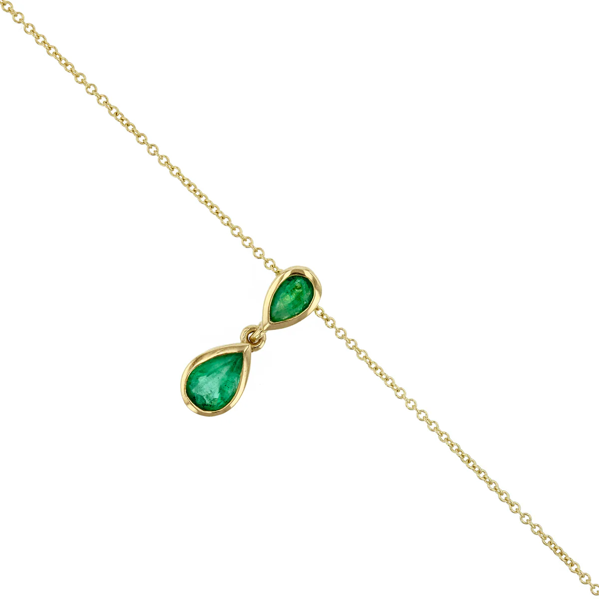 Birthstone Collection 0.71ct Emerald Double Bezel Set Drop Pendant | 9K Yellow Gold - Image 3