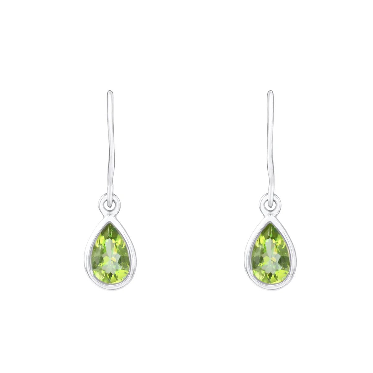 Birthstone Collection 0.80ct Pear Cut Peridot Drop Earrings | 9K White Gold - Image 2