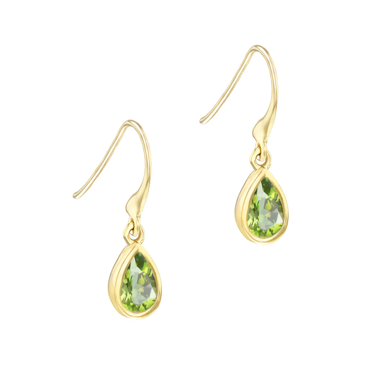 Birthstone Collection 0.80ct Pear Cut Peridot Drop Earrings | 9K Yellow Gold - Image 3