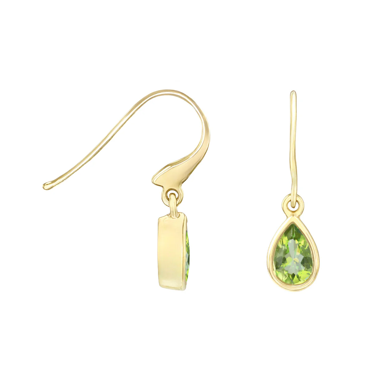 Birthstone Collection 0.80ct Pear Cut Peridot Drop Earrings | 9K Yellow Gold - Image 4