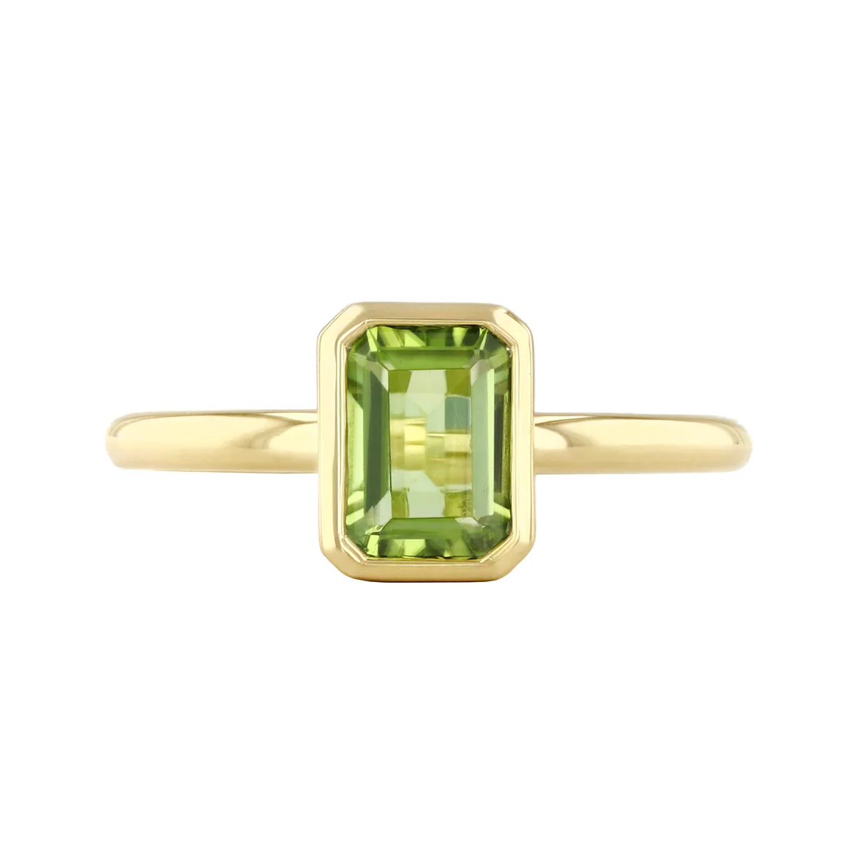Birthstone Collection 1.01ct Peridot Bezel Set Solitaire Ring | 9K Yellow Gold - Image 2