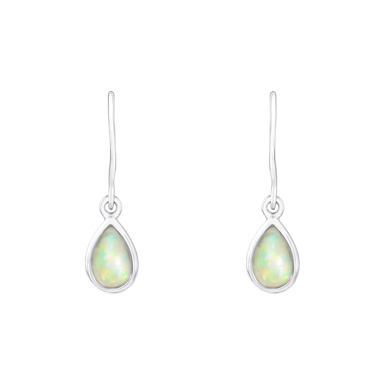 Birthstone Collection Pear Cut Opal Drop Earrings | 9K White Gold - Image 2