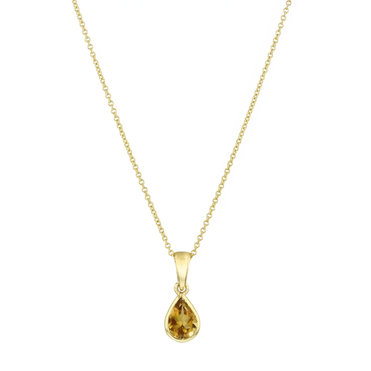 Personalised Birthstone Pear Cut Rubover Necklace | 9K Yellow Gold - Image 10