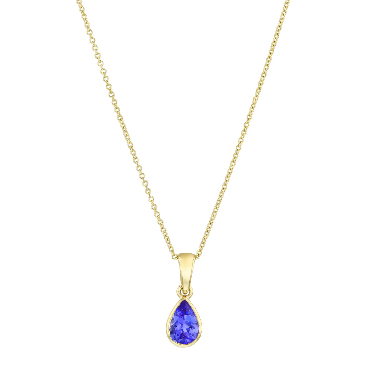 Personalised Birthstone Pear Cut Rubover Necklace | 9K Yellow Gold - Image 11