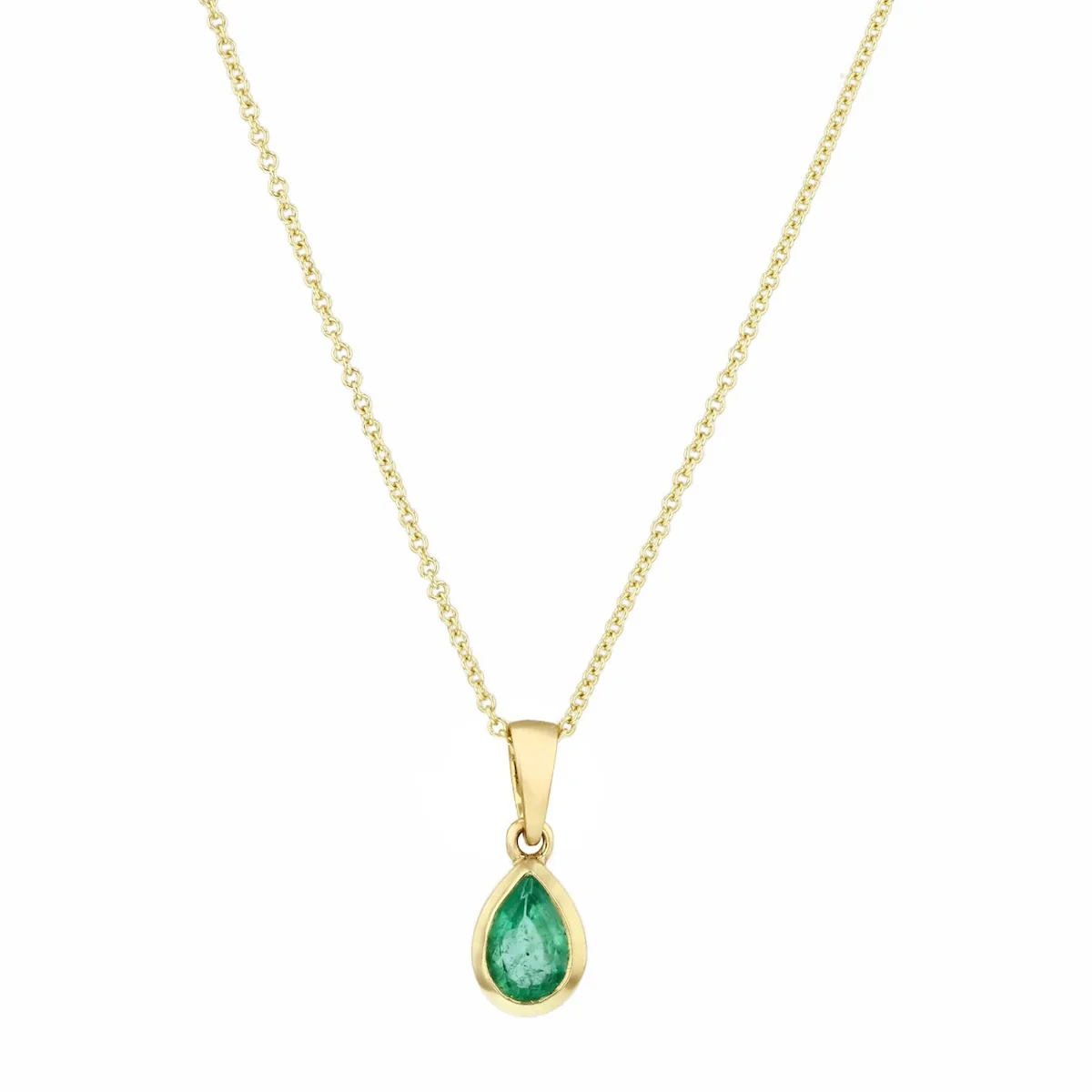 Personalised Birthstone Pear Cut Rubover Necklace | 9K Yellow Gold - Image 4