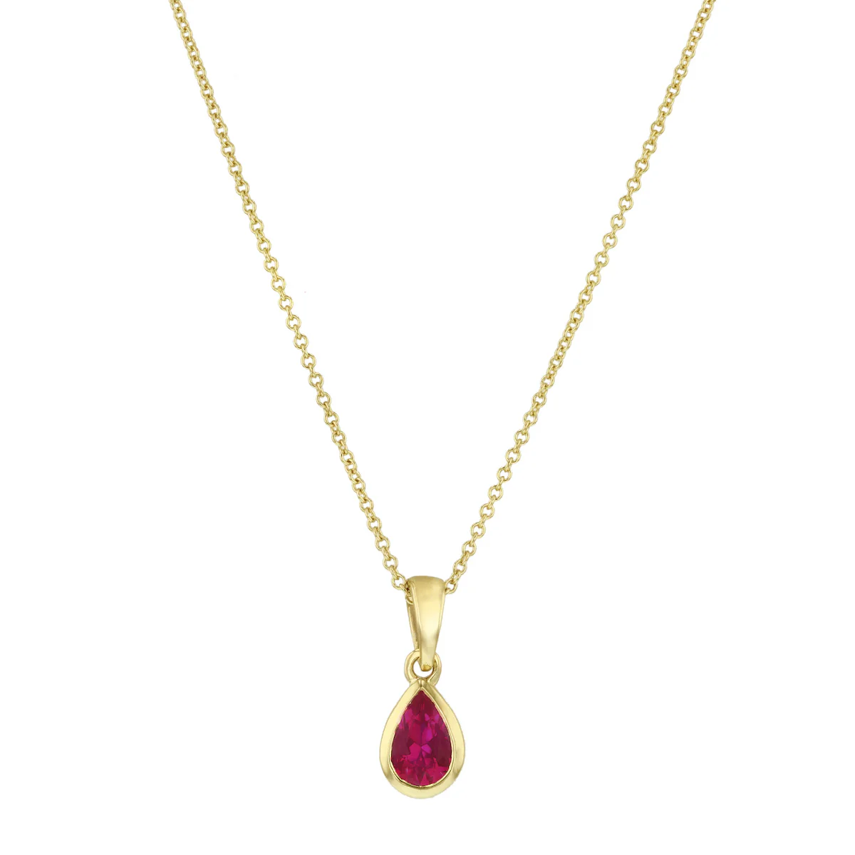 Personalised Birthstone Pear Cut Rubover Necklace | 9K Yellow Gold - Image 5
