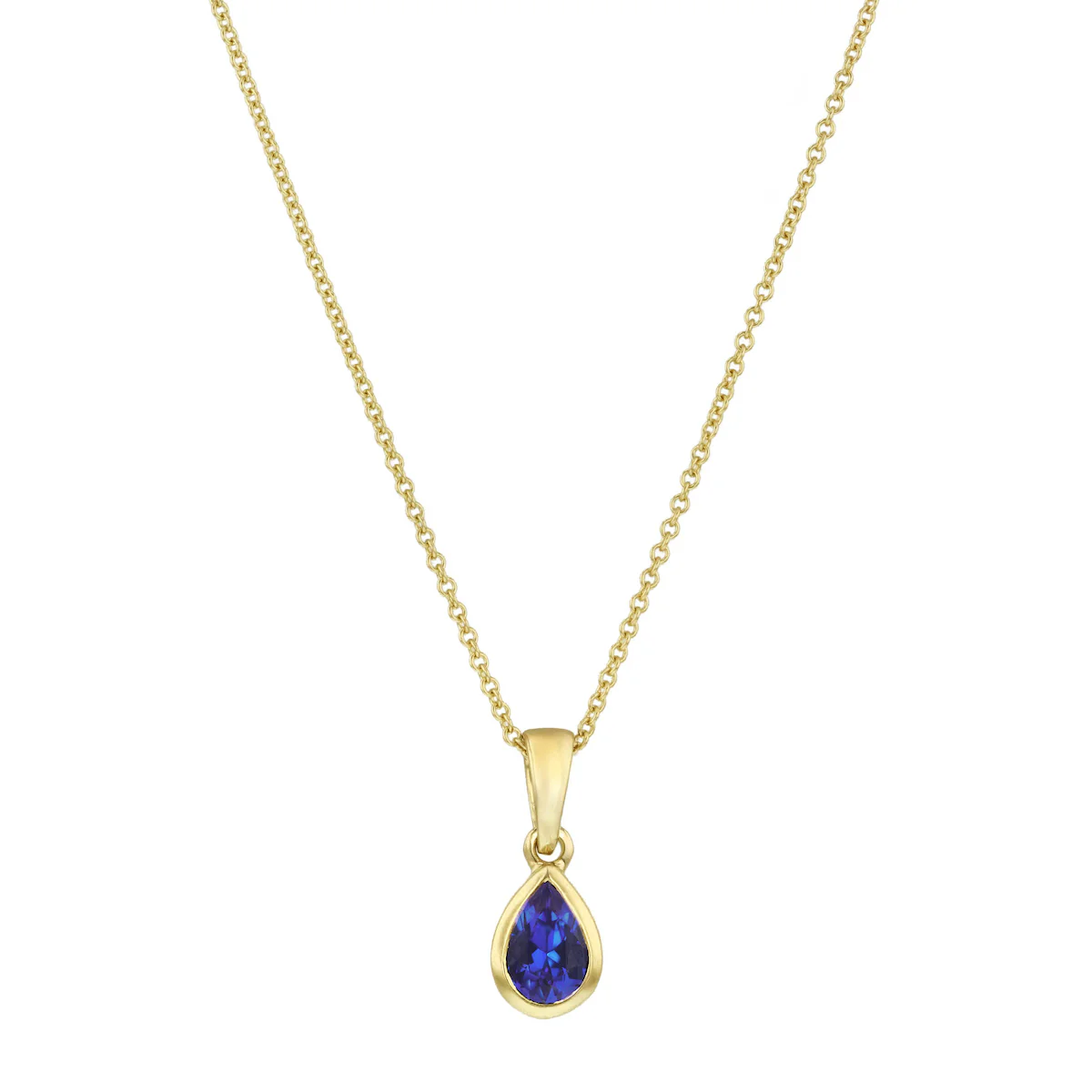 Personalised Birthstone Pear Cut Rubover Necklace | 9K Yellow Gold - Image 7