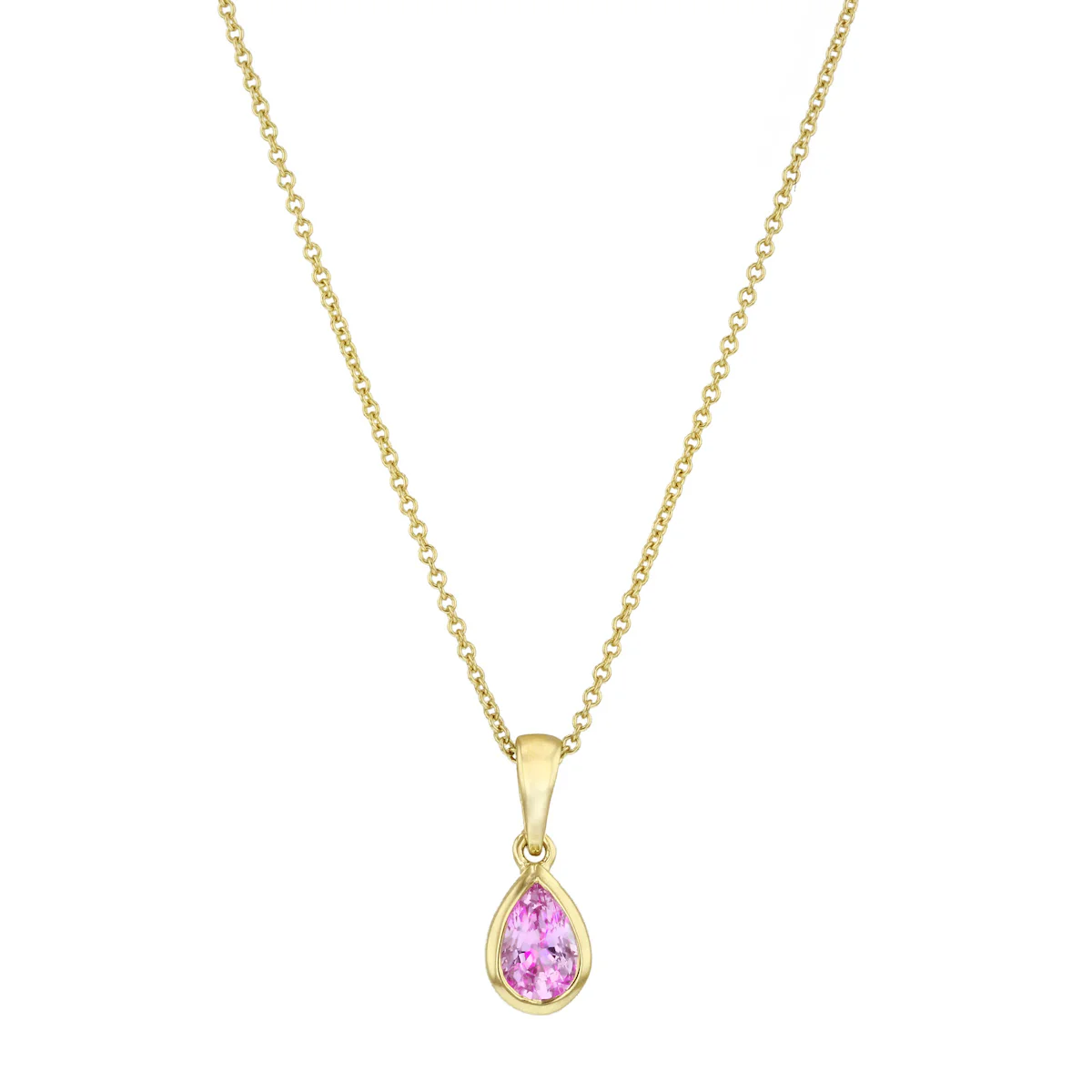 Personalised Birthstone Pear Cut Rubover Necklace | 9K Yellow Gold - Image 8