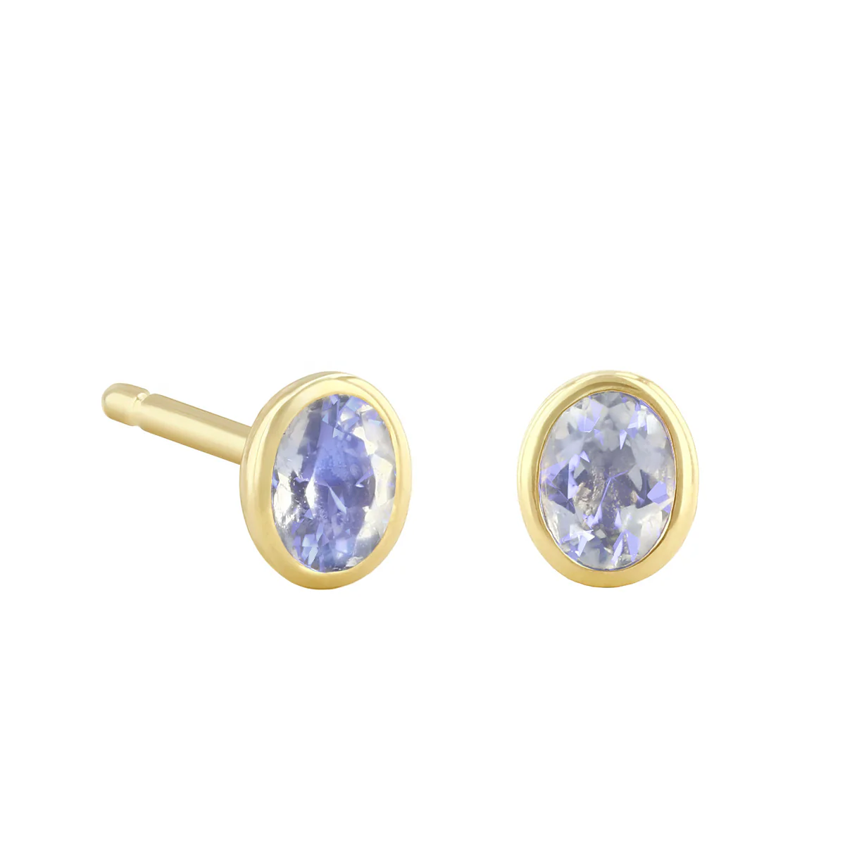 Birthstone Collection Oval Bezel Set Stud Earrings | 9K Yellow Gold - Image 12