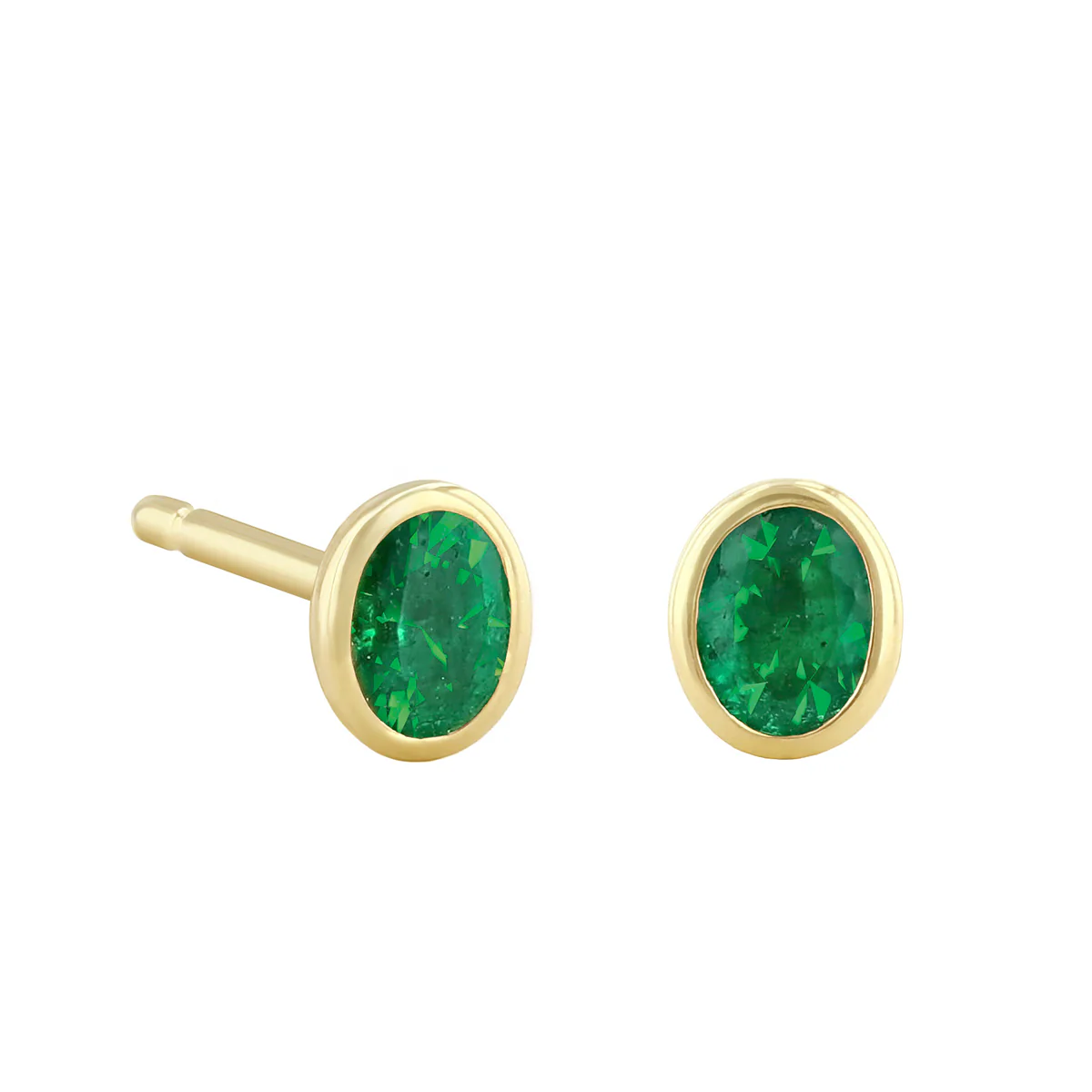 Birthstone Collection Oval Bezel Set Stud Earrings | 9K Yellow Gold - Image 5