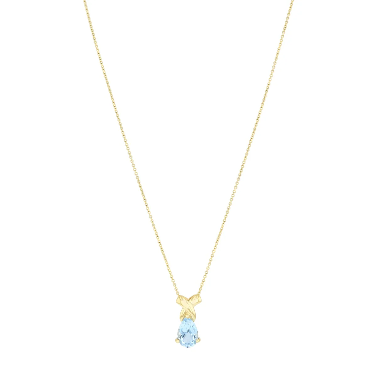 Blue Topaz Pear Pendant (Chain Not Included) | Pre-Loved | 9K Yellow Gold - Image 2