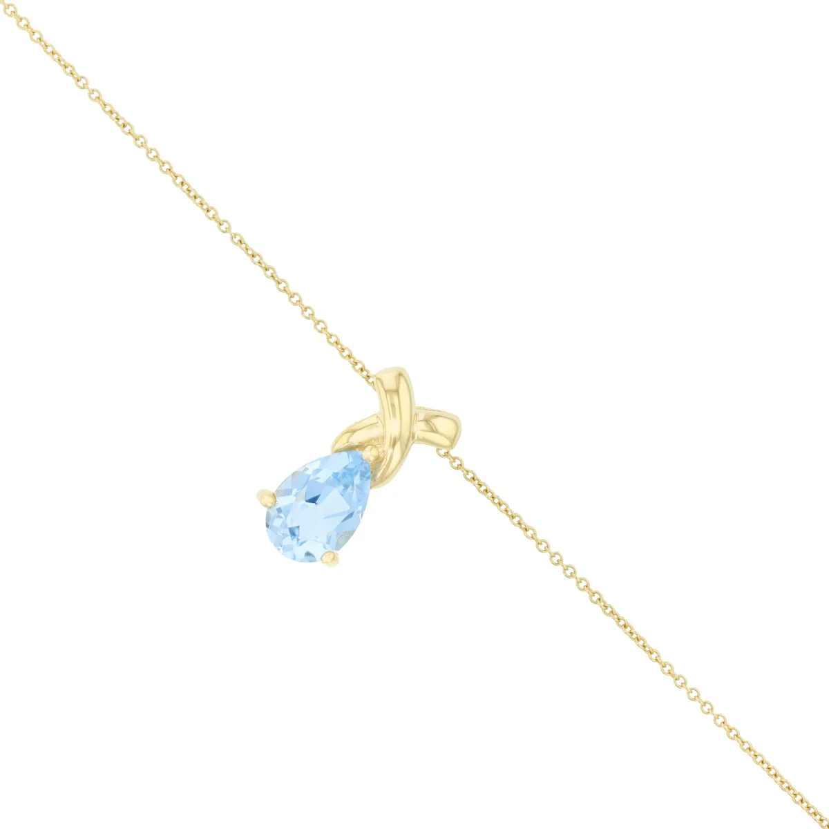 Blue Topaz Pear Pendant (Chain Not Included) | Pre-Loved | 9K Yellow Gold - Image 3
