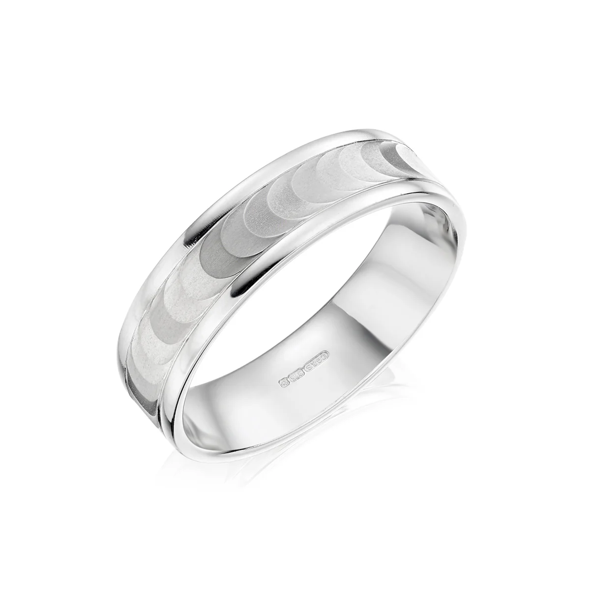 Boston Textured Mens Wedding Ring | 18K White Gold