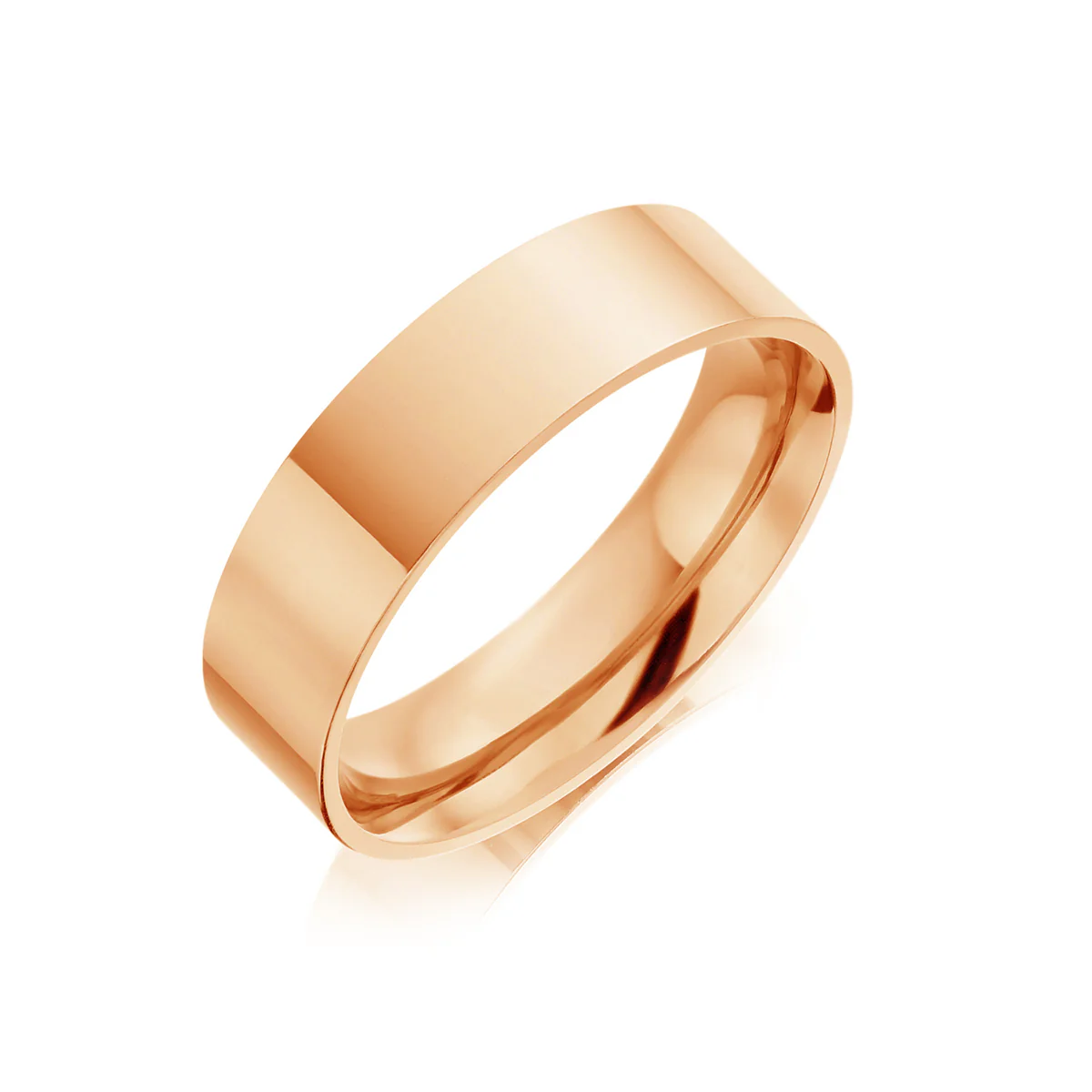 Cairo Medium Flat Court Mens Wedding Ring | 18K Rose Gold