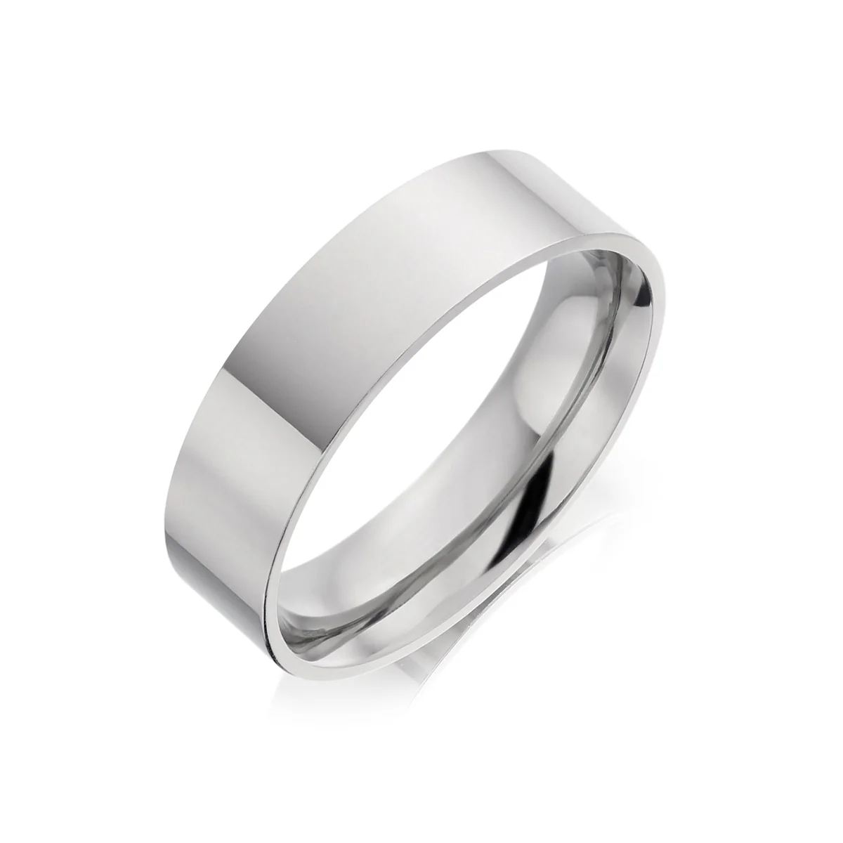 Cairo Medium Flat Court Mens Wedding Ring | 18K White Gold