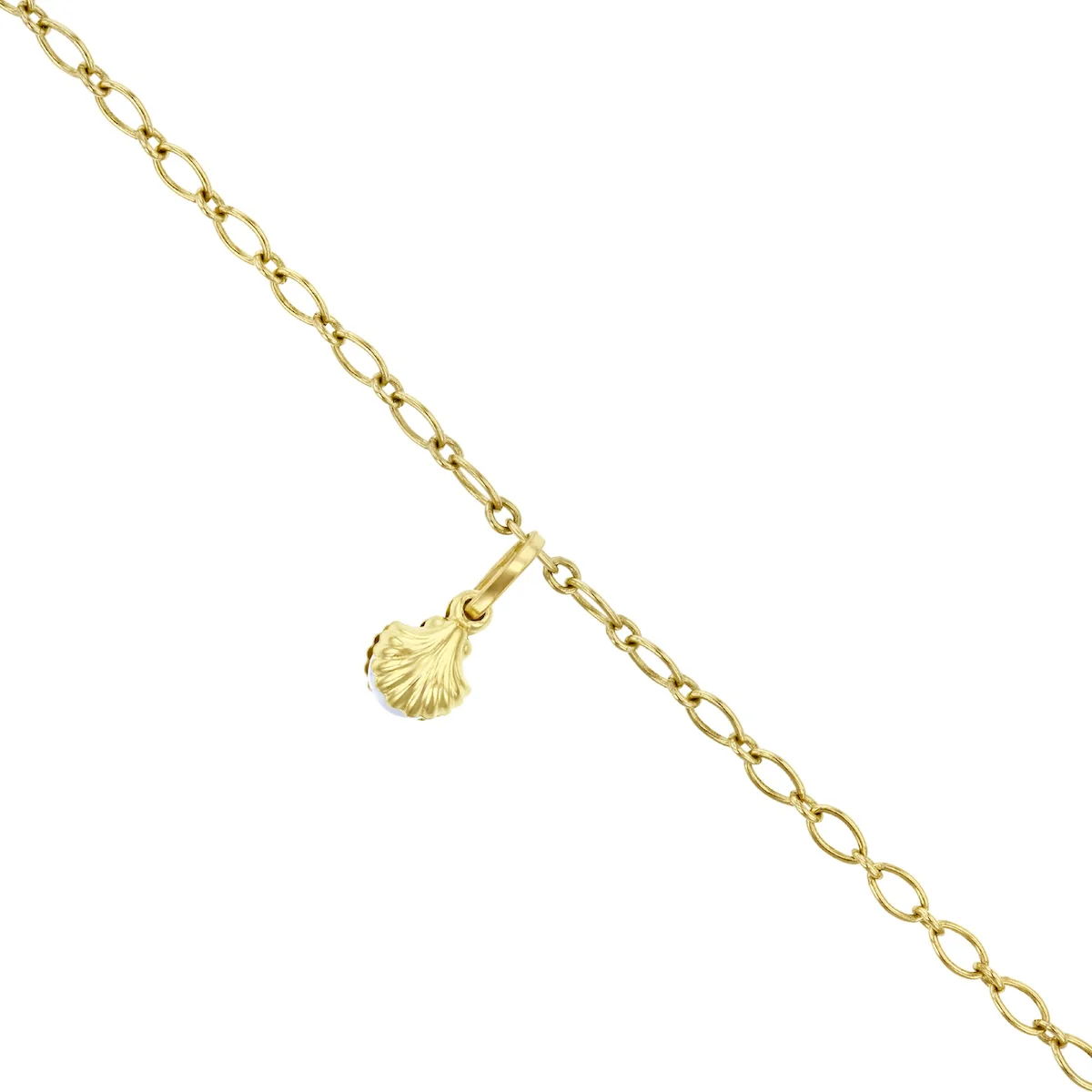 Charm Collection Shell and pearl Charm and Trace Bracelet | 9K Yellow Gold - Image 3