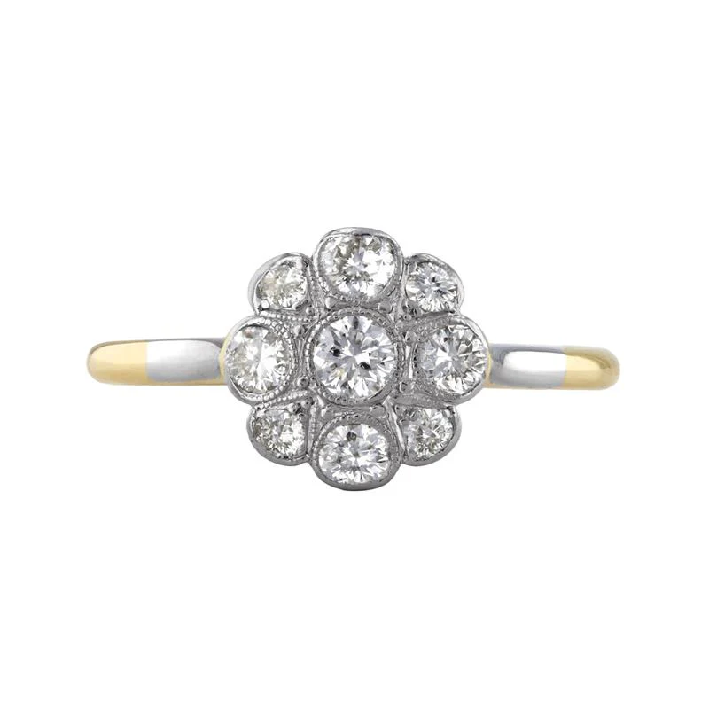 Diamond Cluster Ring | Pre-Loved | 18K Yellow Gold - Image 2