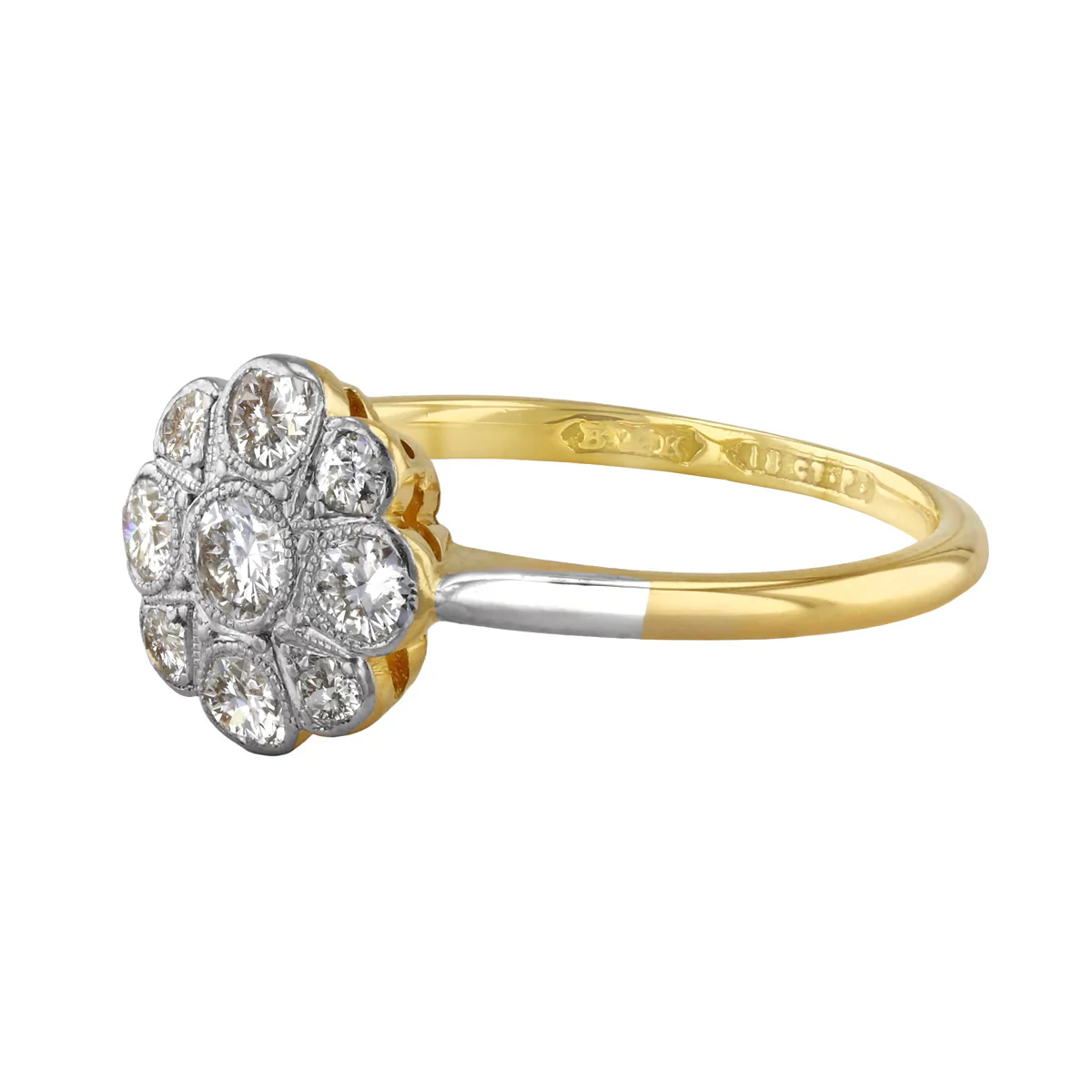 Diamond Cluster Ring | Pre-Loved | 18K Yellow Gold - Image 3