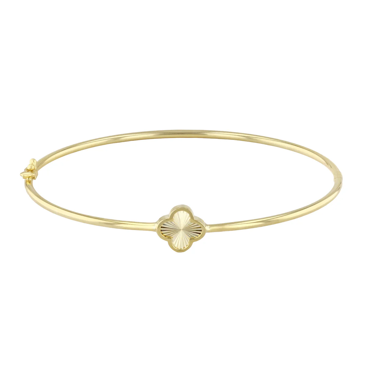 Soleil Collection Diamond Cut Petal Motif Bangle | 9K Yellow Gold